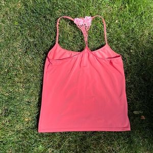 Y2K pink tank top with flower detail on back